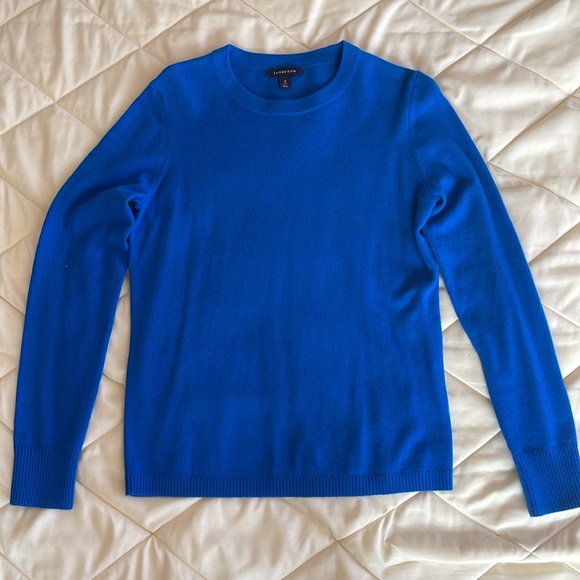 💯% cashmere Lands’ End blue crewneck sweater excellent condition - Picture 8 of 11